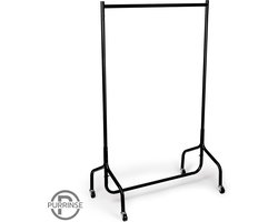 Kledingrek – Kledingstang – Kledingrek Metaal – Garderoberek – Kledingroede – Met Wieltjes – Zwart