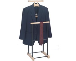 Kledingrek MEDINA met kleerhanger, broekhanger en opbergplank - zwart/eikenhoutdecor
