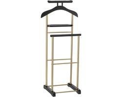 Kledingrek MEDINA met kleerhanger, broekhanger en opbergplank – zwart/goud