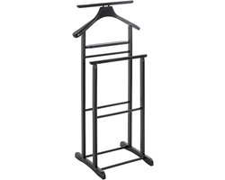 Kledingrek met broekenhanger | Zwart design - Haku - Staande kapstokken - Zwart - Hout