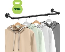 Kledingrek Metaal - Zwart - Kledingroede - Kledingstang aan de muur - Garderoberek - 110 cm
