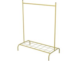 Kledingrek - Minimalistisch - Metaal - 127x104x50 CM - Goud - Garderoberek - Opbergrek - Vierkant - Dressboy