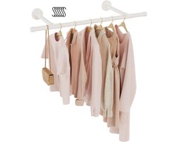 Kledingstang - industrieel - garderobestang - wandmontage - kledingrek - garderobehouder - doe-het-zelf garderobesysteem - inloopkast - voor kleine kamers - 77 cm - 1 set - wit