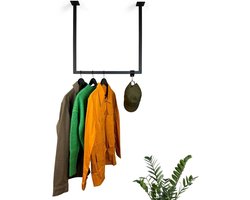 Kledingstang U-vorm - Garderobestang Plafond - Kleding Ophangen - Vierkant Profiel - 50x70 cm - Zwart