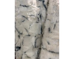 Kleed / Deken / Plaid - Schapenvacht Patchwork - Wit Met Blauw Accenten - 1.90m x 2.15m