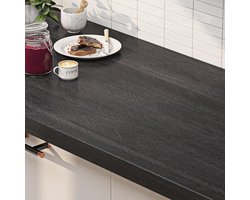 Kleeffolie Meubels Zwart Hout Meubelfolie zelfklevend Houten look Keuken Werkblad 40CMx7M Folie voor Keukenfronten Houten look Strepen Zwart Decorfolie zelfklevend Houtpatroon
