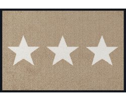Kleen-Tex Deurmat Wash&Dry Stars Sand - 50 x 75cm