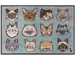 Kleen-Tex Wash+Dry Design Wasbare Deurmat - Glückskatzen - 50 x 75cm