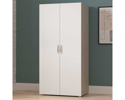 Kleerkast Noni-2 draaideuren, 1 kledingroede en 3 legplanken-Shannon eik/mat wit