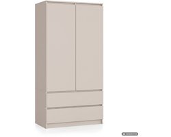 Kleidingkast S90 met 2 Deuren en 2 Lades / AKORD Furniture Factory / Kasjmier / 90 x 180 x 51 cm