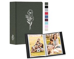Klein 6x4 Fotoalbum voor 50 Foto's - Linnen Omhulsel en Insteekvakjes - Groen (Set van 2)