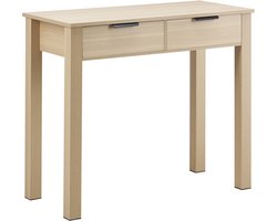 Klein bureau met lade, houten bureau voor de slaapkamer, eenvoudige werktafel om te tekenen en te lezen, rechthoekige tafel van MDF met plank voor kantoor of werkkamer