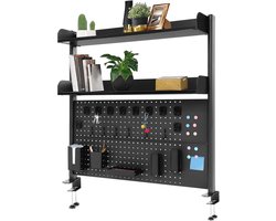 Klein Bureau met Pegboard en Boekenkast - 3 Niveaus Organizer voor Computer en Accessoires
