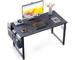 Klein bureau, zwart, 80 x 40 x 73,5 cm. Computertafel met hoofdtelefoonhouder en opbergtas. Ideaal voor werkkamer, thuis of kantoor. Gemaakt van hout, geschikt als pc-tafel of kantoortafel