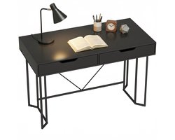 Klein computerbureau met 2 lades - bureau met groot werkblad 120 x 60 x 77 cm Zwart