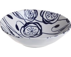 Klein Diep Bord "Indigo Mood" set 6 stuks Keramiek Ø 18 cm - Blauw / Wite