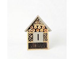 Klein Insectenhotel - Bijenhotel - Goed voor Insecten in de Tuin - Vlinderkast - Vlinderhotel - Insectenhuis -Vlinderhuis - Bijenkast - Animal King - Hout - Bruin Grijs