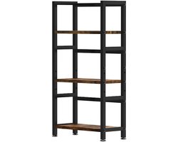 Klein Keukenplank VINTAGE, staand rek met 2 planken, metalen frame met hout, industrieel ontwerp, 40 x 18 x 40 cm, bruin-zwart