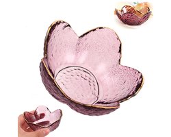 Klein sieradenbakje - Glazen ringenbakje met bloemenpatroon - Sieradenbakje voor in de badkamer - Decoratief ornament - Ringhouder - Geschikt voor oorbellen, kettingen en andere kleine sieraden - Paars
