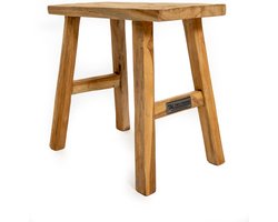 Klein teakhouten krukje - 30 cm hoog - zeer decoratief | vensterbankkrukje | #stopretouren