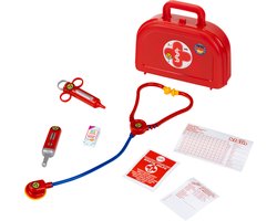 Klein Toys artsenkoffer - afgeronde hoeken - incl. speelgoedinstrumenten - 21x6,3x17 cm - rood