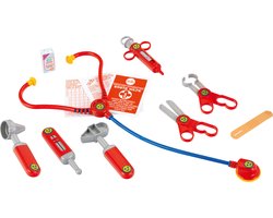 Klein Toys artsenkoffer - afgeronde hoeken - incl. speelgoedinstrumenten - 24x11x19 cm - rood