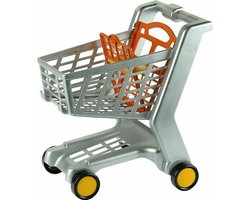 Klein Toys boodschappenwagentje - 42x35x47 cm - klapstoeltje voor poppen tot 50 cm - incl. lichtlopende wielen - grijs oranje geel