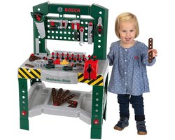 Klein Toys Bosch mini speelgoed werkbank – 77 delig – met veel accessoires - met leerfuncties – donkergroen
