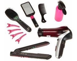 Klein Toys Braun Satin Hair 7 mega kappersset - incl. accessoires - zwart - roze