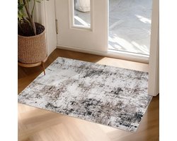 Klein vloerkleed, 60 x 90 cm wasbaar entree, deurmat van kunstwol, vloerkleed voor slaapkamer, antislip tapijt voor voordeur, ingang, taupe