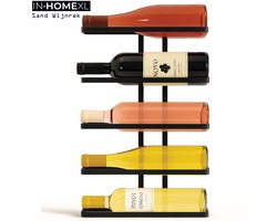 Klein wand wijnrek metaal zwart – Flessenrek voor 5 wijnflessen – Minimalistisch & industrieel – IN.HOMEXL Sand - 40 x 7 x 60 cm