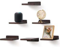 Klein zwevend rek voor muur, multifunctionele mini-plank in rustiek hout (walnoot)