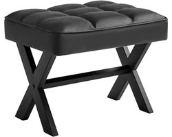 Kleine 12" H Voetensteun Kruk - Multifunctionele Zwarte PU Voetkruk met Metalen X-poot