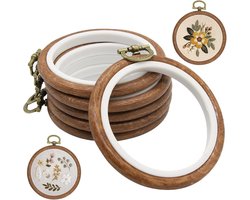 Kleine 3 Inch Borduurringen van Hoogwaardige Houtlook Rubber - Perfect voor Borduurwerk, Wanddecoratie en DIY Creatieve Projecten - Een Geweldig Cadeau voor Borduurders