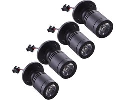 Kleine 3W mini-opbouwspot draaibaar warmwit transformator glazen vloeren vitrines meubels verlichting set van 4 stuks zwart