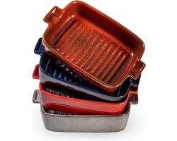 Kleine bakvormen, porseleinen ovenschotels rechthoekig voor lasagne, brownies, groenten, 4-delige set, keramische taartvorm, vier kleuren