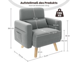 Kleine bank mini gestoffeerde bank met lendenkussen Loveseat zitting 54×50cm voor loft/appartement/speelkamer lichtgrijs