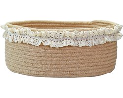 Kleine Bruine Opbergmand voor Decoratie, Jute Gevlochten Mand voor Kinderkamer en Cadeaus voor Babyshowers en Kerst