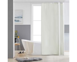 Kleine Douchegordijn Anti Schimmel Polyester Stof Waterdicht Douchegordijnen Wasbaar Textiel voor Badkuip of De Badkamer 6 Douchegordijnhaken Beige 80x180cm.