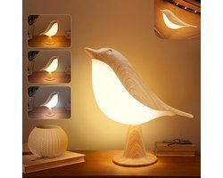 Kleine draadloze bedlamp, vogellamp met aanraaksensor, LED-tafellamp met aanraakdimmer, nachtkastjes met 3 helderheidsniveaus, oplaadbare bureaulamp voor slaapkamer, kantoor, studentenkamer