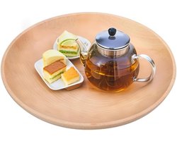 Kleine Draagbare Ronde Houten Thee- en Koffietray - Voedsel- en Dineren Tray Plate (15)
