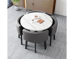 Kleine eettafel voor 4, salontafel en stoel combinatie balkon woonkamer eettafel, ronde tafel met 4 stoelen, meubelcombinatie keuken koffiekantoor (afmetingen: 80 x 80 x 75 cm, kleur: stijl