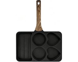 Kleine Eierpan - Metalen Pan - Ontbijt Maken - Krachtige Antiaanbaklaag - 35.5 x 27.5 cm - Zwart