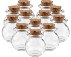 Kleine flesjes/potjes - 20x - glas - met kurk dop - 5 x 6 cm - Bedankjes/weggevertjes