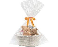 Kleine Gevlochten Katoenen Opbergmand met Handvatten, Lege Cadeaumand met Wenskaart, Perfect voor Babyshowers, Verjaardagen en Feestdagen