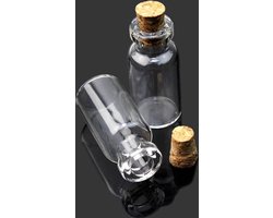 Kleine glazen flesjes - 10 mini flesjes met kurk - inhoud 1 ml- decoratie flessen - zaden - kraaltjes - woonaccessoire - van Heble®
