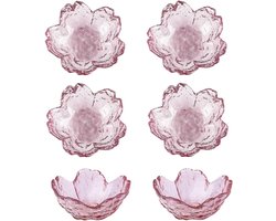 Kleine Glazen Schalen - Dip Schalen - Sauzen Serveren - Bloem Vorm Design - 8.5 x 4 cm - Roze