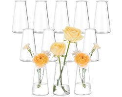 Kleine glazen vazen set van 12 voor tafeldecoratie en bruiloften
