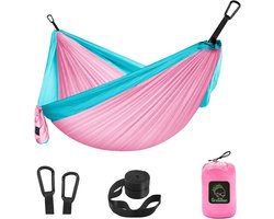 Kleine Hangmat voor Kinderen - Draagbare Ultralight Camping Hangmat voor Meisjes en Jongens - Mini Hangmat met Riemen in Roze en Blauw