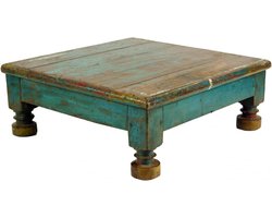 Kleine Houten Bijzettafel Bloemenpatroon Kleurrijk 48x48x17cm